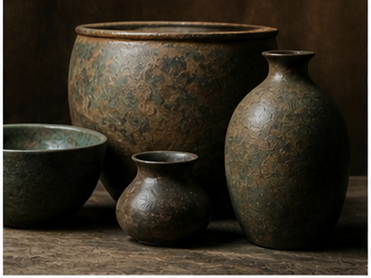Herbal preparations in aged vessels inside the apothecary at Isiwara Paura Sigiriya